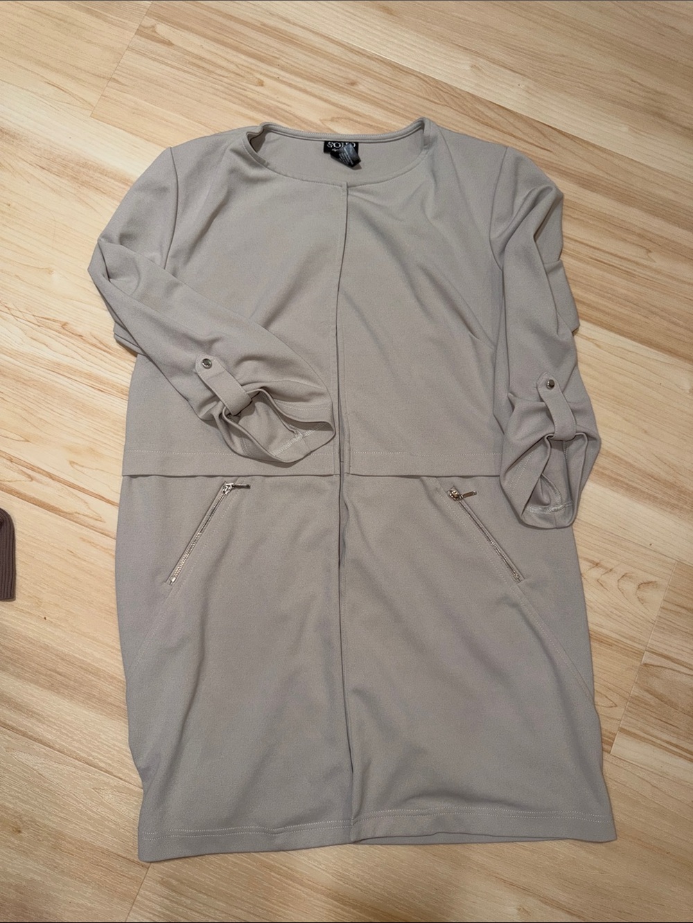 SOHO Apparel, lightweight drape coat, taupe, medium